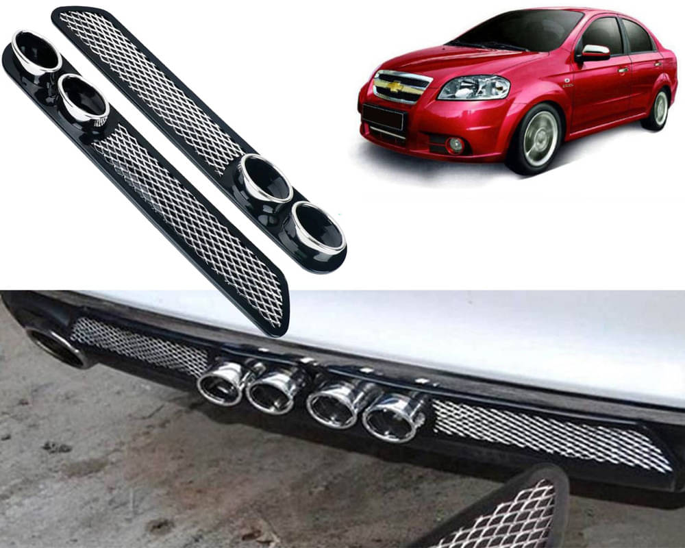 Rear Dual Tip Bumper Lip Diffuser Car Back Bumper Spoiler Lip Splitter Chrome Compatible with Aveo Rear Dual Tip Bumper Lip Diffuser Car Back Bumper Spoiler Lip Splitter Chrome Compatible with Aveo