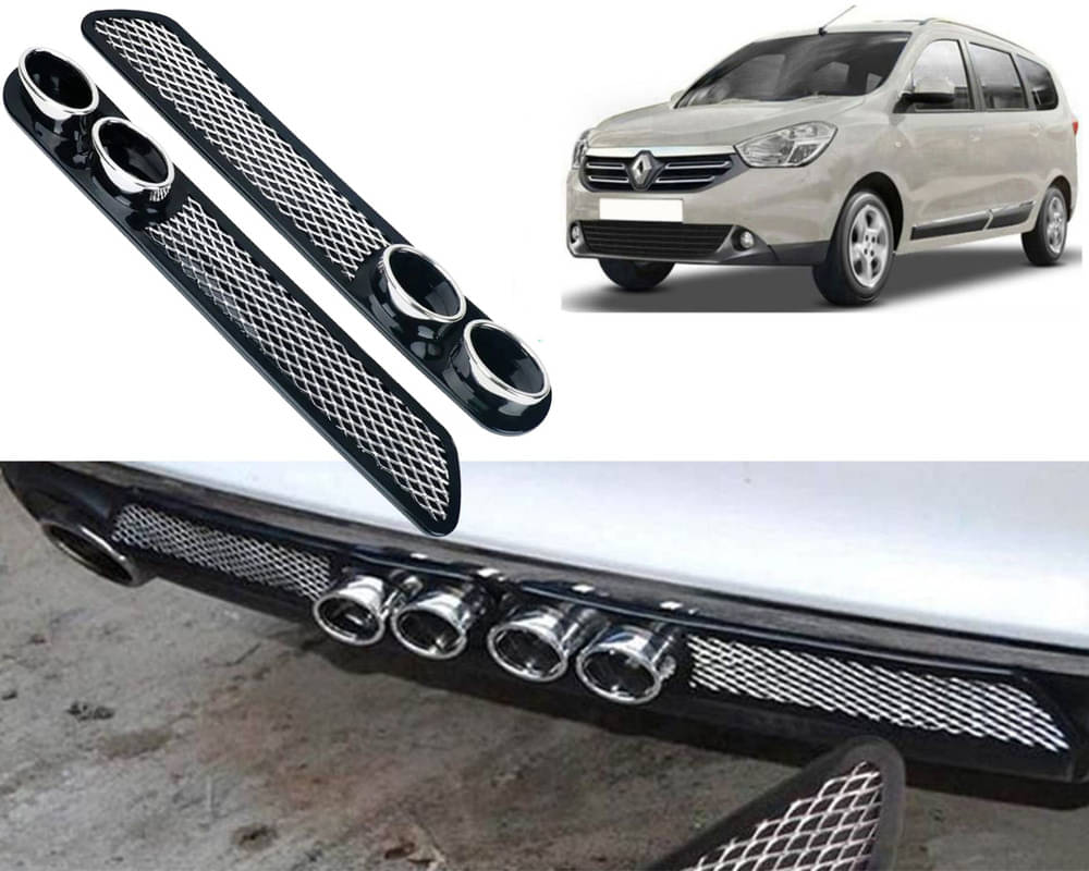     			Rear Dual Tip Bumper Lip Diffuser Car Back Bumper Spoiler Lip Splitter Chrome Compatible with Lodgy