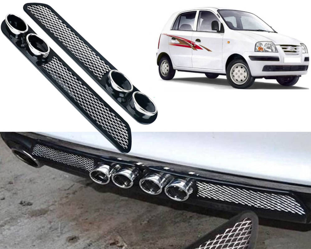     			Rear Dual Tip Bumper Lip Diffuser Car Back Bumper Spoiler Lip Splitter Chrome Compatible with Santro Xing