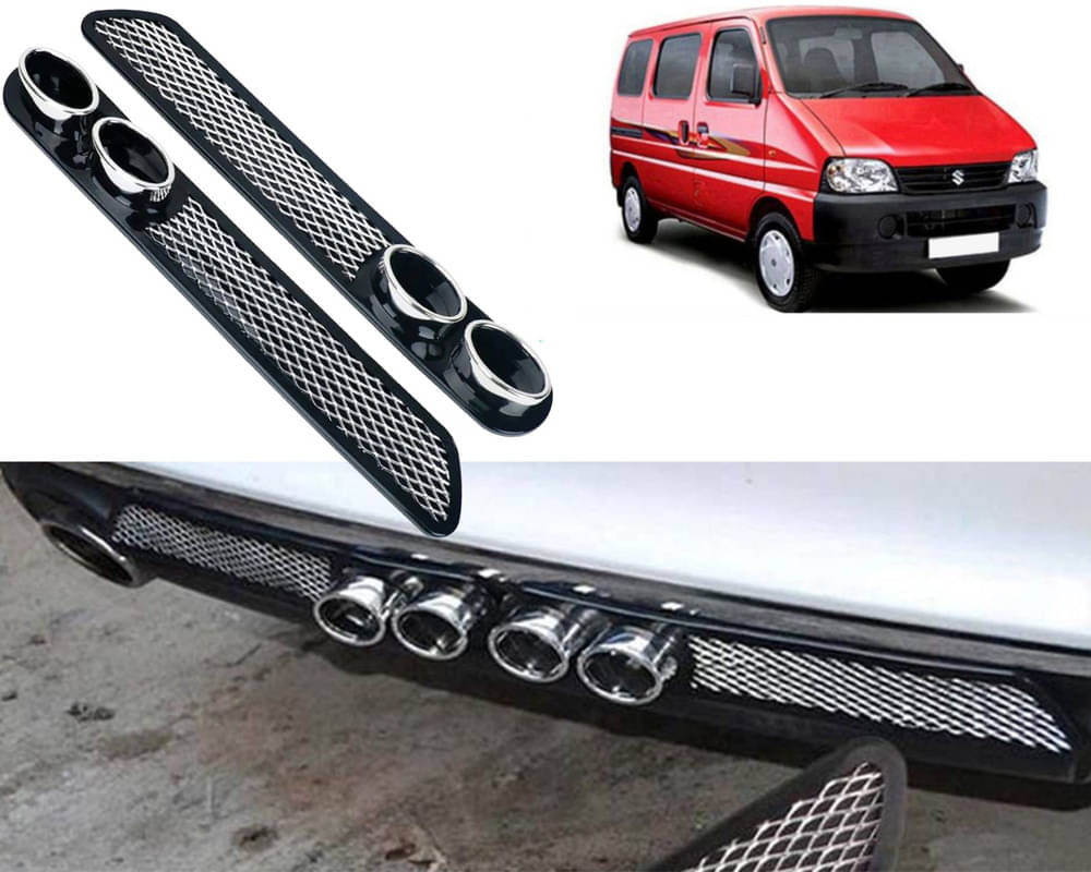     			Rear Dual Tip Bumper Lip Diffuser Car Back Bumper Spoiler Lip Splitter Chrome Compatible with Eeco