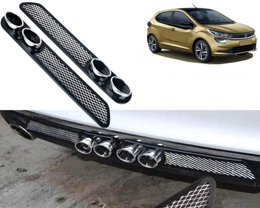    			Rear Dual Tip Bumper Lip Diffuser Car Back Bumper Spoiler Lip Splitter Chrome Compatible with Altroz