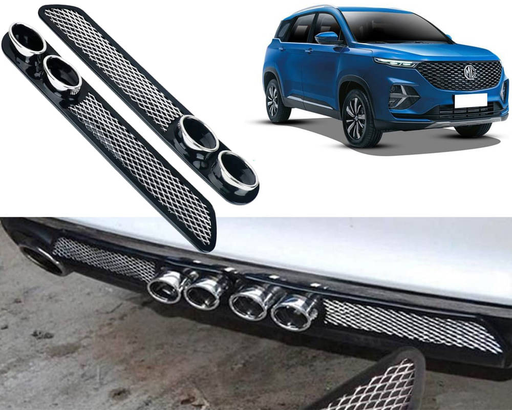    			Rear Dual Tip Bumper Lip Diffuser Car Back Bumper Spoiler Lip Splitter Chrome Compatible with MG Hector Plus