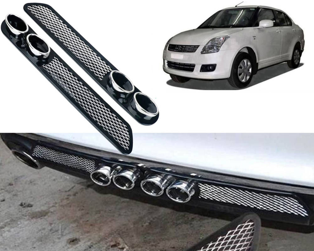 Rear Dual Tip Bumper Lip Diffuser Car Back Bumper Spoiler Lip Splitter Chrome Compatible with Swift Dzire Rear Dual Tip Bumper Lip Diffuser Car Back Bumper Spoiler Lip Splitter Chrome Compatible with Swift Dzire
