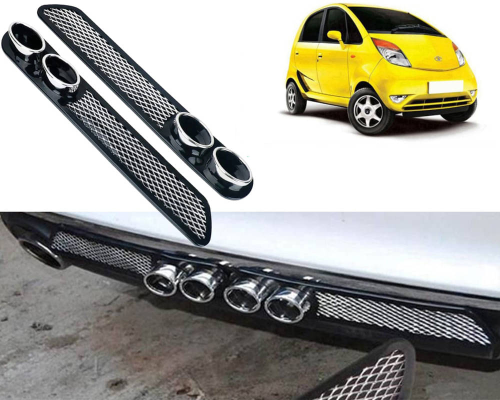     			Rear Dual Tip Bumper Lip Diffuser Car Back Bumper Spoiler Lip Splitter Chrome Compatible with Nano