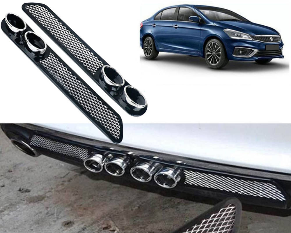     			Rear Dual Tip Bumper Lip Diffuser Car Back Bumper Spoiler Lip Splitter Chrome Compatible with Ciaz 2018