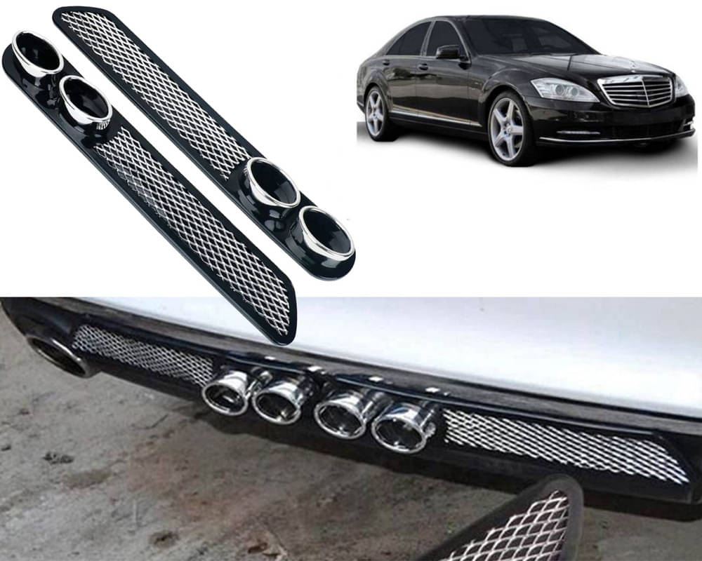     			Rear Dual Tip Bumper Lip Diffuser Car Back Bumper Spoiler Lip Splitter Chrome Compatible with Benz S320