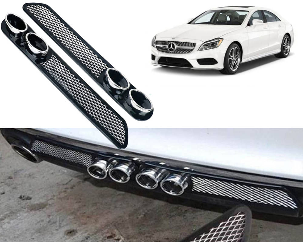     			Rear Dual Tip Bumper Lip Diffuser Car Back Bumper Spoiler Lip Splitter Chrome Compatible with CLs-Class