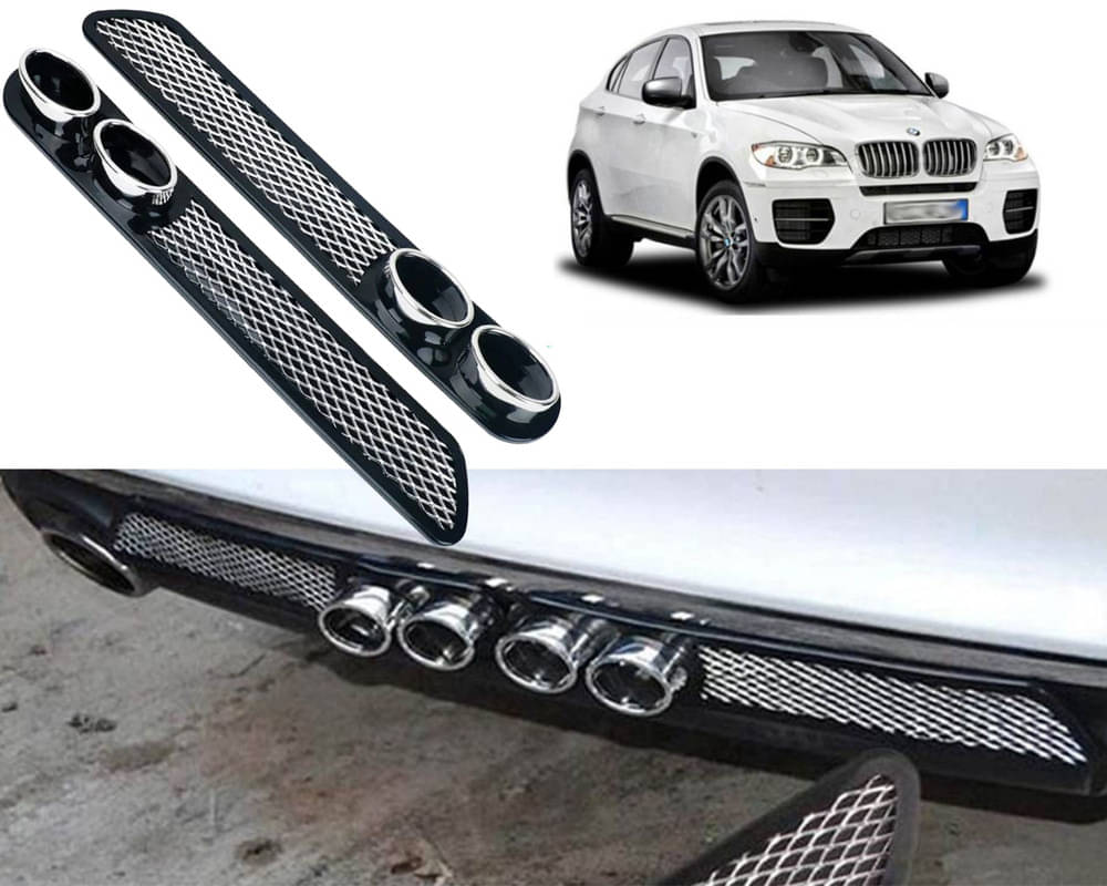 Rear Dual Tip Bumper Lip Diffuser Car Back Bumper Spoiler Lip Splitter Chrome Compatible with X5 Rear Dual Tip Bumper Lip Diffuser Car Back Bumper Spoiler Lip Splitter Chrome Compatible with X5
