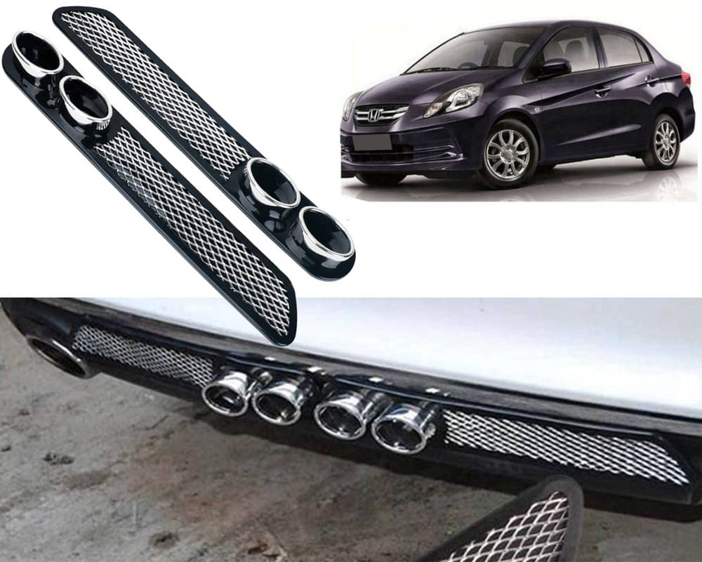     			Rear Dual Tip Bumper Lip Diffuser Car Back Bumper Spoiler Lip Splitter Chrome Compatible with Amaze Type-2
