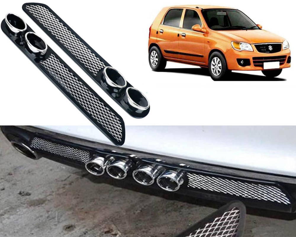     			Rear Dual Tip Bumper Lip Diffuser Car Back Bumper Spoiler Lip Splitter Chrome Compatible with Alto K10 Old