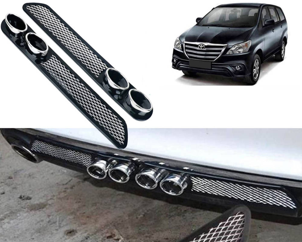 Rear Dual Tip Bumper Lip Diffuser Car Back Bumper Spoiler Lip Splitter Chrome Compatible with Innova 2013-2015 Rear Dual Tip Bumper Lip Diffuser Car Back Bumper Spoiler Lip Splitter Chrome Compatible with Innova 2013-2015