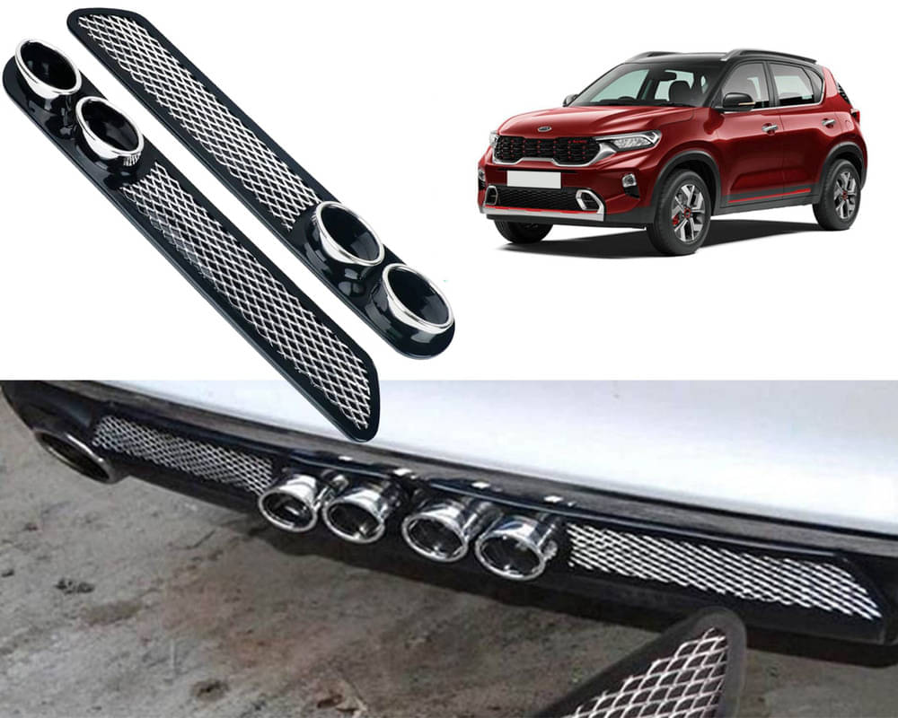     			Rear Dual Tip Bumper Lip Diffuser Car Back Bumper Spoiler Lip Splitter Chrome Compatible with Kia Sonet