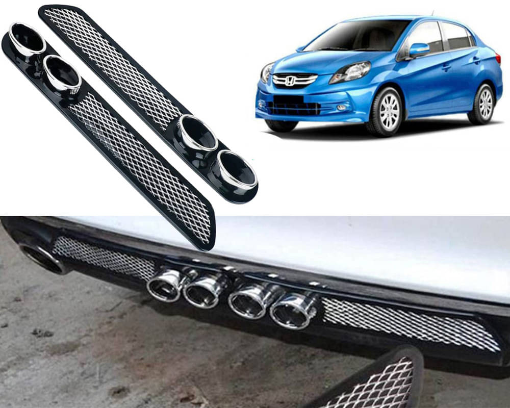     			Rear Dual Tip Bumper Lip Diffuser Car Back Bumper Spoiler Lip Splitter Chrome Compatible with Amaze Type-1