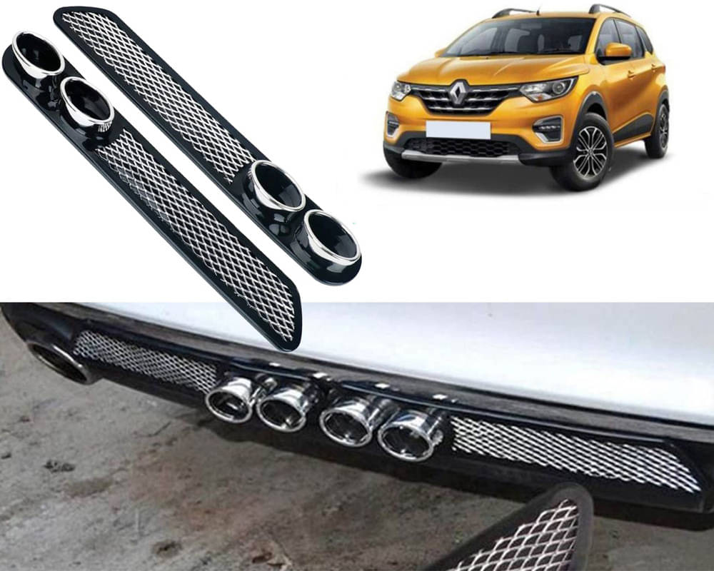     			Rear Dual Tip Bumper Lip Diffuser Car Back Bumper Spoiler Lip Splitter Chrome Compatible with Triber