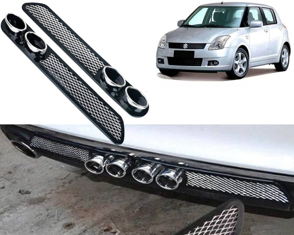     			Rear Dual Tip Bumper Lip Diffuser Car Back Bumper Spoiler Lip Splitter Chrome Compatible with Swift Type -1