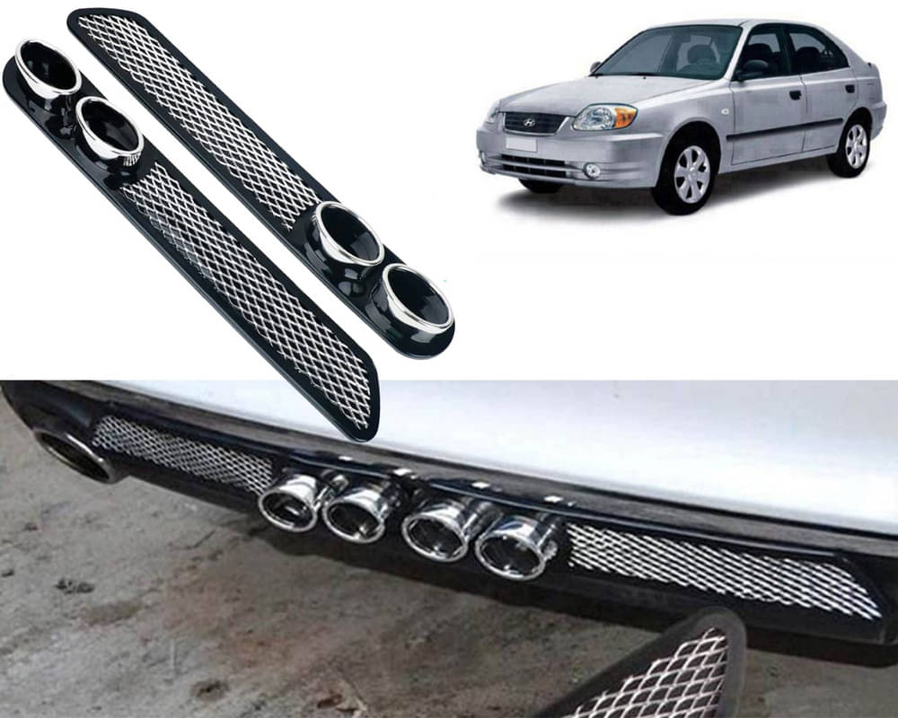 Rear Dual Tip Bumper Lip Diffuser Car Back Bumper Spoiler Lip Splitter Chrome Compatible with Accent Rear Dual Tip Bumper Lip Diffuser Car Back Bumper Spoiler Lip Splitter Chrome Compatible with Accent