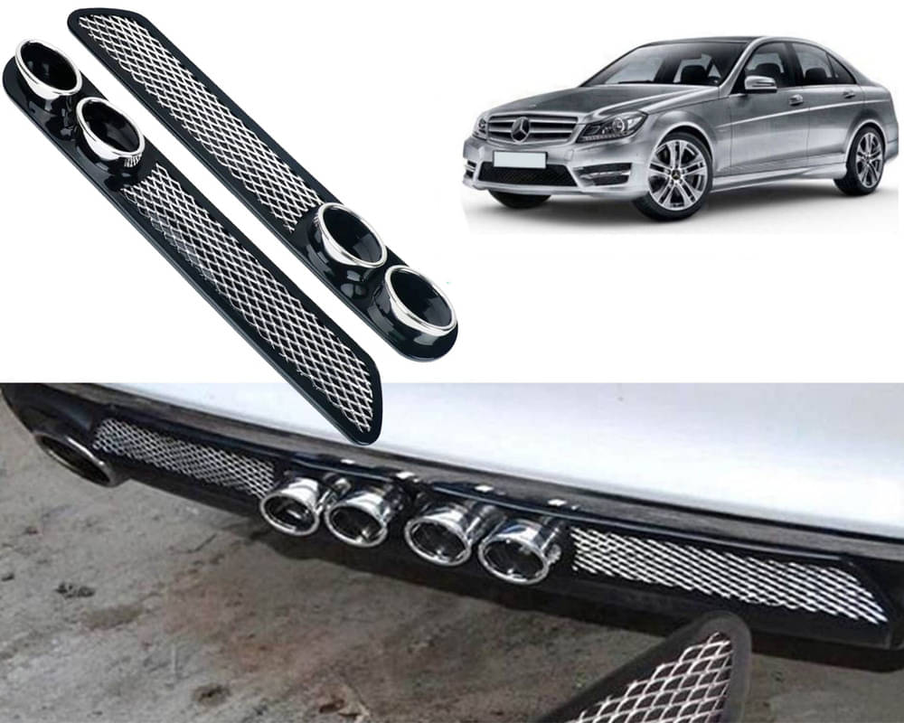 Rear Dual Tip Bumper Lip Diffuser Car Back Bumper Spoiler Lip Splitter Chrome Compatible with Benz C-Class Rear Dual Tip Bumper Lip Diffuser Car Back Bumper Spoiler Lip Splitter Chrome Compatible with Benz C-Class