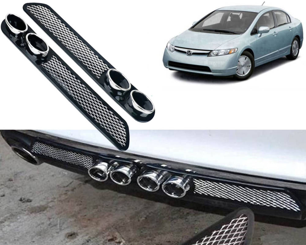     			Rear Dual Tip Bumper Lip Diffuser Car Back Bumper Spoiler Lip Splitter Chrome Compatible with Civic