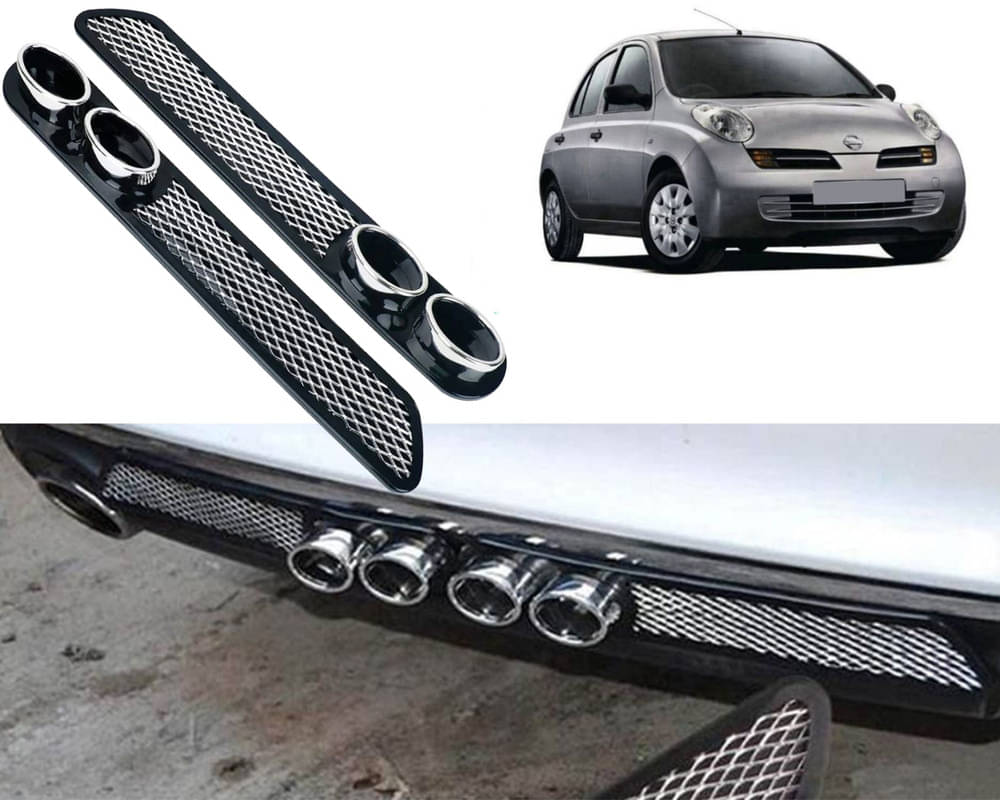 Rear Dual Tip Bumper Lip Diffuser Car Back Bumper Spoiler Lip Splitter Chrome Compatible with Micra Rear Dual Tip Bumper Lip Diffuser Car Back Bumper Spoiler Lip Splitter Chrome Compatible with Micra