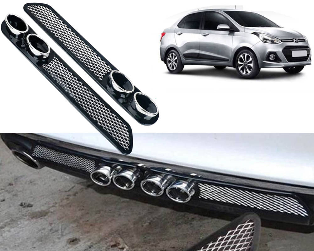Rear Dual Tip Bumper Lip Diffuser Car Back Bumper Spoiler Lip Splitter Chrome Compatible with Xcent Rear Dual Tip Bumper Lip Diffuser Car Back Bumper Spoiler Lip Splitter Chrome Compatible with Xcent