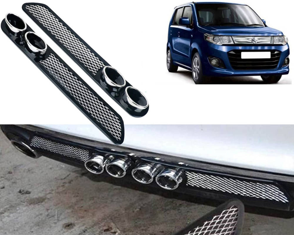     			Rear Dual Tip Bumper Lip Diffuser Car Back Bumper Spoiler Lip Splitter Chrome Compatible with Wagon R 2017