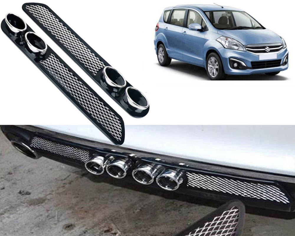     			Rear Dual Tip Bumper Lip Diffuser Car Back Bumper Spoiler Lip Splitter Chrome Compatible with Ertiga Type-2