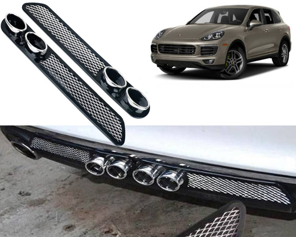 Rear Dual Tip Bumper Lip Diffuser Car Back Bumper Spoiler Lip Splitter Chrome Compatible with Cayenne E-Hybrid     			Rear Dual Tip Bumper Lip Diffuser Car Back Bumper Spoiler Lip Splitter Chrome Compatible with Cayenne E-Hybrid