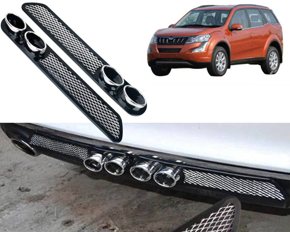 Rear Dual Tip Bumper Lip Diffuser Car Back Bumper Spoiler Lip Splitter Chrome Compatible with XUV 500 2015 Rear Dual Tip Bumper Lip Diffuser Car Back Bumper Spoiler Lip Splitter Chrome Compatible with XUV 500 2015