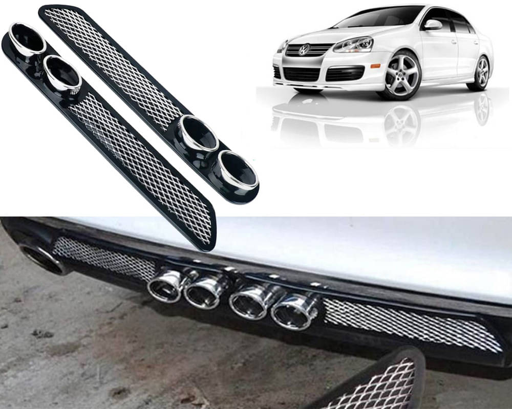     			Rear Dual Tip Bumper Lip Diffuser Car Back Bumper Spoiler Lip Splitter Chrome Compatible with Jetta