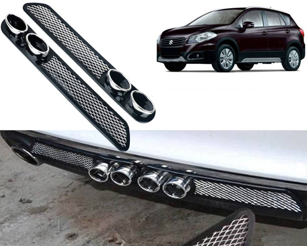     			Rear Dual Tip Bumper Lip Diffuser Car Back Bumper Spoiler Lip Splitter Chrome Compatible with S Cross