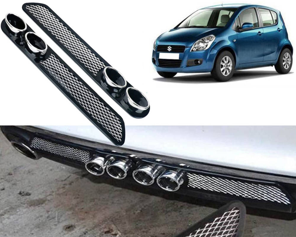 Rear Dual Tip Bumper Lip Diffuser Car Back Bumper Spoiler Lip Splitter Chrome Compatible with Ritz Rear Dual Tip Bumper Lip Diffuser Car Back Bumper Spoiler Lip Splitter Chrome Compatible with Ritz