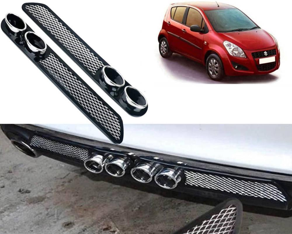     			Rear Dual Tip Bumper Lip Diffuser Car Back Bumper Spoiler Lip Splitter Chrome Compatible with Ritz Type-2