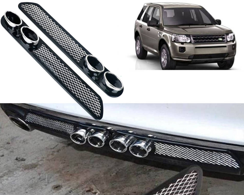 Rear Dual Tip Bumper Lip Diffuser Car Back Bumper Spoiler Lip Splitter Chrome Compatible with FREELANDER 2 Rear Dual Tip Bumper Lip Diffuser Car Back Bumper Spoiler Lip Splitter Chrome Compatible with FREELANDER 2