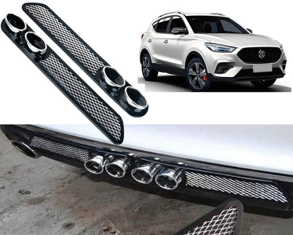 Rear Dual Tip Bumper Lip Diffuser Car Back Bumper Spoiler Lip Splitter Chrome Compatible with MG Astor Rear Dual Tip Bumper Lip Diffuser Car Back Bumper Spoiler Lip Splitter Chrome Compatible with MG Astor