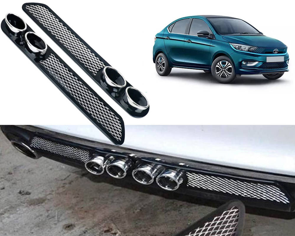     			Rear Dual Tip Bumper Lip Diffuser Car Back Bumper Spoiler Lip Splitter Chrome Compatible with Tiago EV