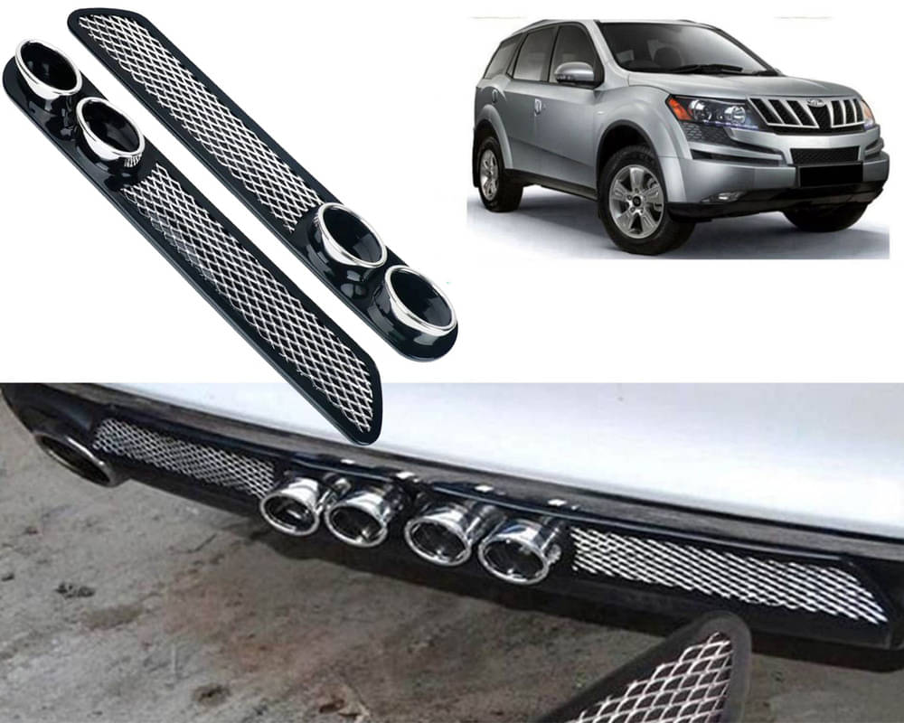 Rear Dual Tip Bumper Lip Diffuser Car Back Bumper Spoiler Lip Splitter Chrome Compatible with XUV 500 Rear Dual Tip Bumper Lip Diffuser Car Back Bumper Spoiler Lip Splitter Chrome Compatible with XUV 500