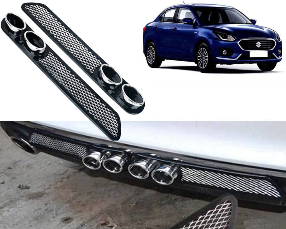     			Rear Dual Tip Bumper Lip Diffuser Car Back Bumper Spoiler Lip Splitter Chrome Compatible with Swift Dzire 2017
