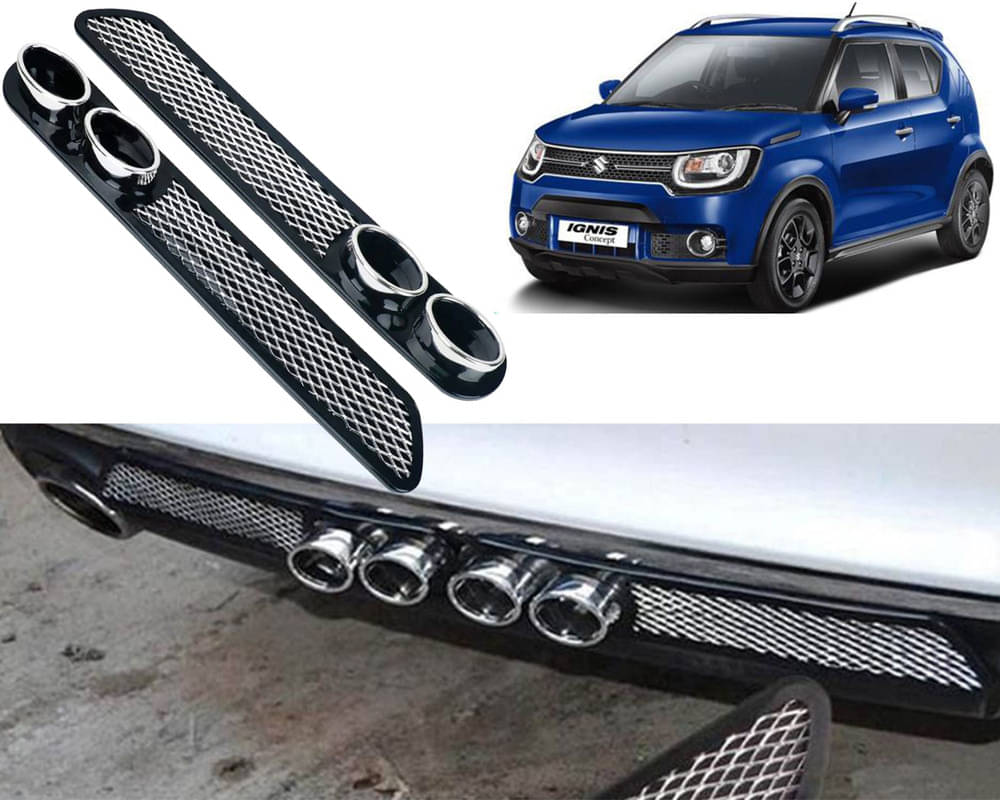 Rear Dual Tip Bumper Lip Diffuser Car Back Bumper Spoiler Lip Splitter Chrome Compatible with Ignis 2016-2019 Rear Dual Tip Bumper Lip Diffuser Car Back Bumper Spoiler Lip Splitter Chrome Compatible with Ignis 2016-2019