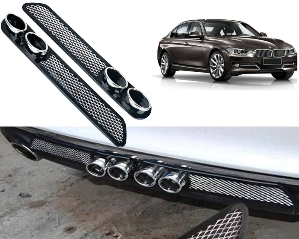     			Rear Dual Tip Bumper Lip Diffuser Car Back Bumper Spoiler Lip Splitter Chrome Compatible with 3 Series
