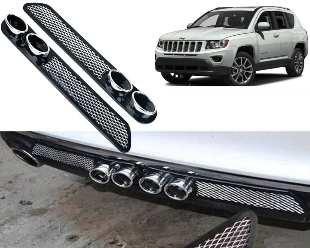 Rear Dual Tip Bumper Lip Diffuser Car Back Bumper Spoiler Lip Splitter Chrome Compatible with Jeep Compass Rear Dual Tip Bumper Lip Diffuser Car Back Bumper Spoiler Lip Splitter Chrome Compatible with Jeep Compass
