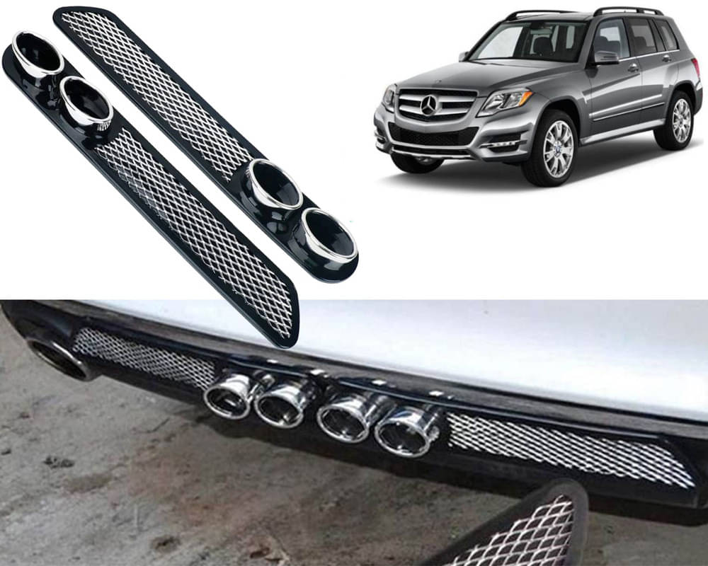     			Rear Dual Tip Bumper Lip Diffuser Car Back Bumper Spoiler Lip Splitter Chrome Compatible with Benz GLK-Class