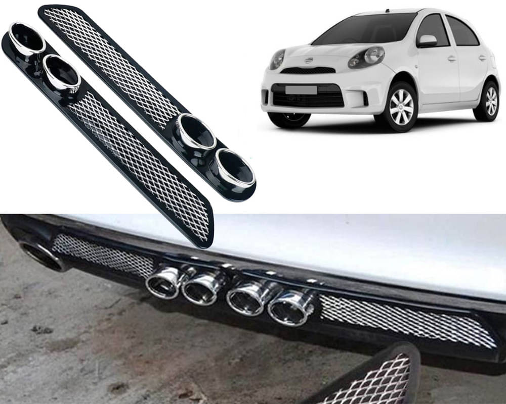     			Rear Dual Tip Bumper Lip Diffuser Car Back Bumper Spoiler Lip Splitter Chrome Compatible with Micra Active