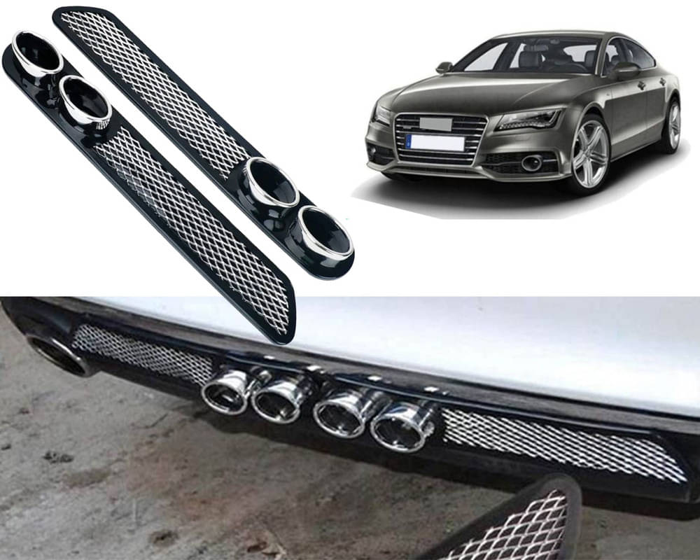     			Rear Dual Tip Bumper Lip Diffuser Car Back Bumper Spoiler Lip Splitter Chrome Compatible with A7
