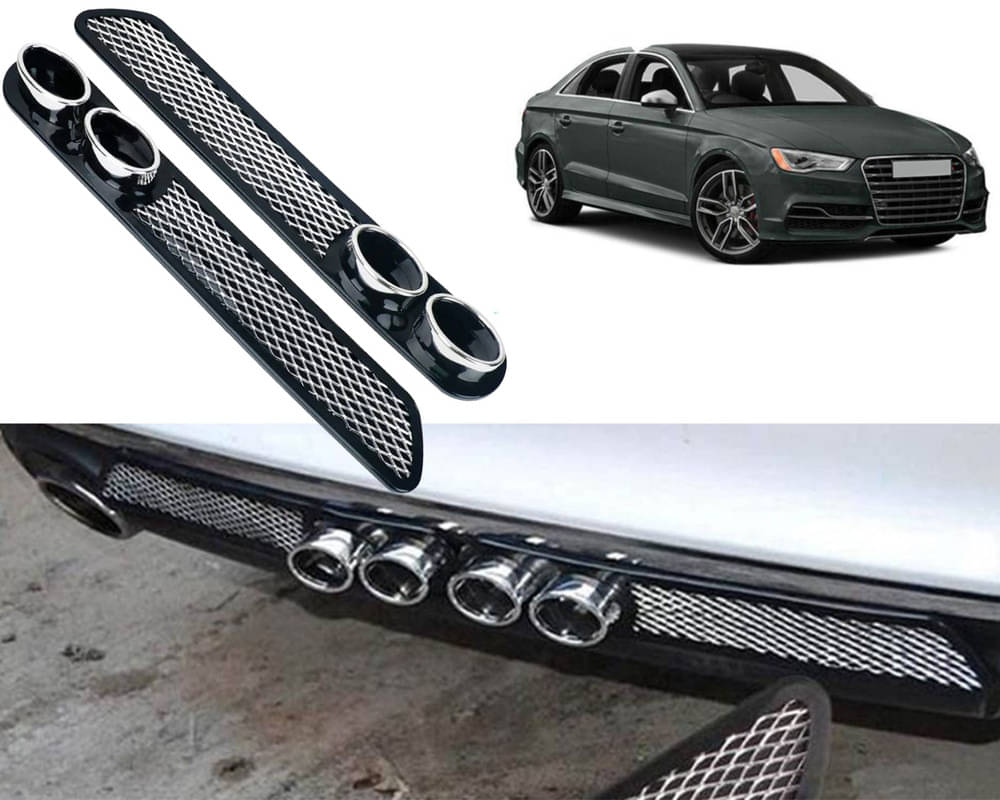 Rear Dual Tip Bumper Lip Diffuser Car Back Bumper Spoiler Lip Splitter Chrome Compatible with S3 Rear Dual Tip Bumper Lip Diffuser Car Back Bumper Spoiler Lip Splitter Chrome Compatible with S3