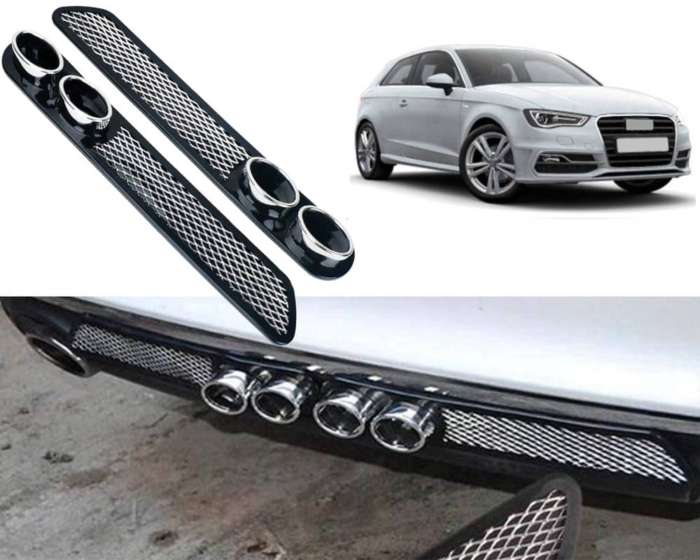     			Rear Dual Tip Bumper Lip Diffuser Car Back Bumper Spoiler Lip Splitter Chrome Compatible with A3