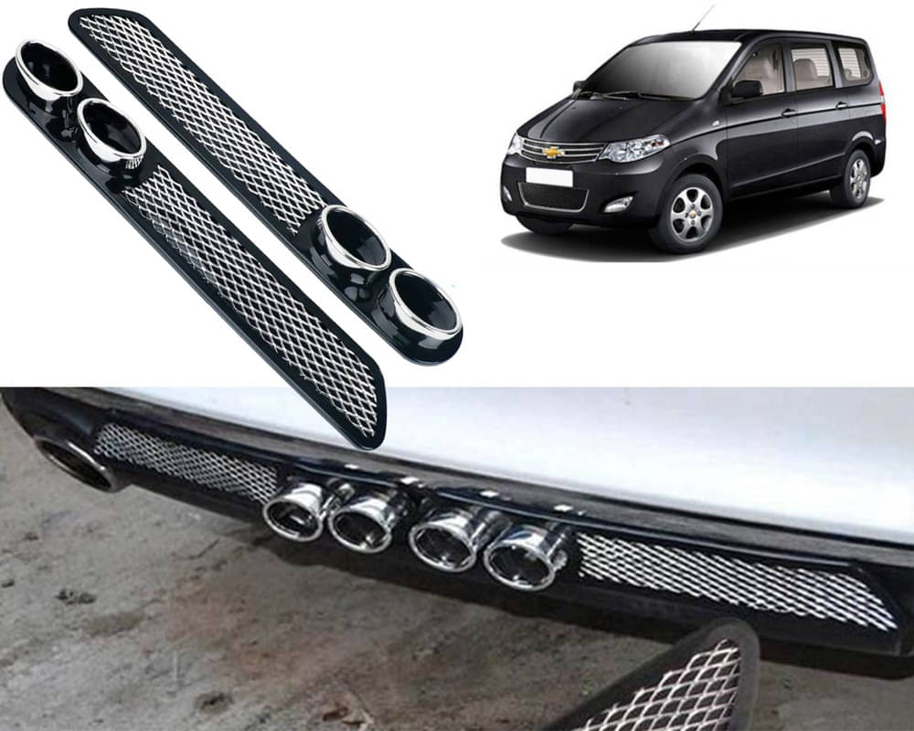     			Rear Dual Tip Bumper Lip Diffuser Car Back Bumper Spoiler Lip Splitter Chrome Compatible with Enjoy