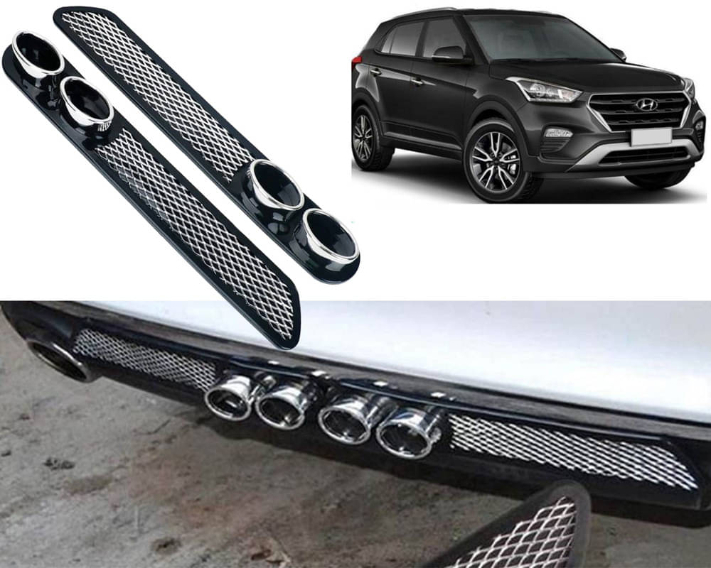     			Rear Dual Tip Bumper Lip Diffuser Car Back Bumper Spoiler Lip Splitter Chrome Compatible with Creta 2019