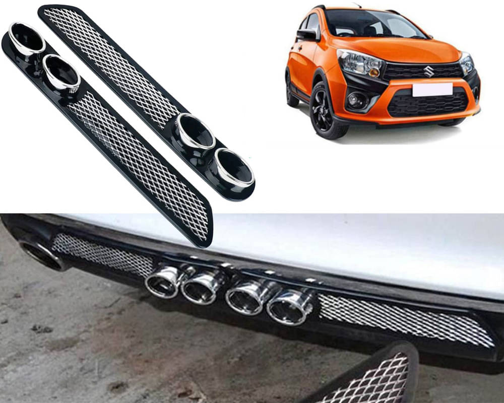     			Rear Dual Tip Bumper Lip Diffuser Car Back Bumper Spoiler Lip Splitter Chrome Compatible with Celerio X