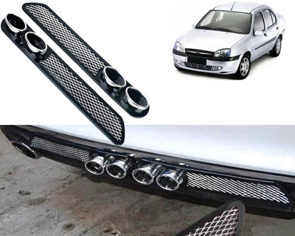    			Rear Dual Tip Bumper Lip Diffuser Car Back Bumper Spoiler Lip Splitter Chrome Compatible with Ikon