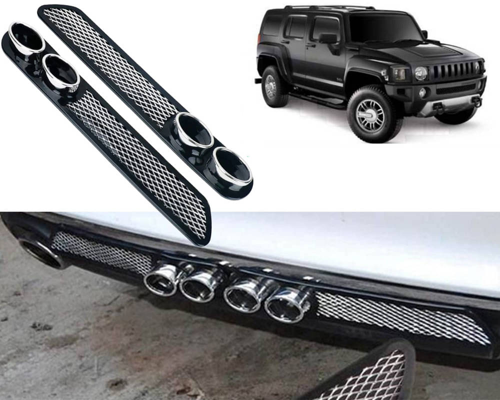     			Rear Dual Tip Bumper Lip Diffuser Car Back Bumper Spoiler Lip Splitter Chrome Compatible with Hummer H3